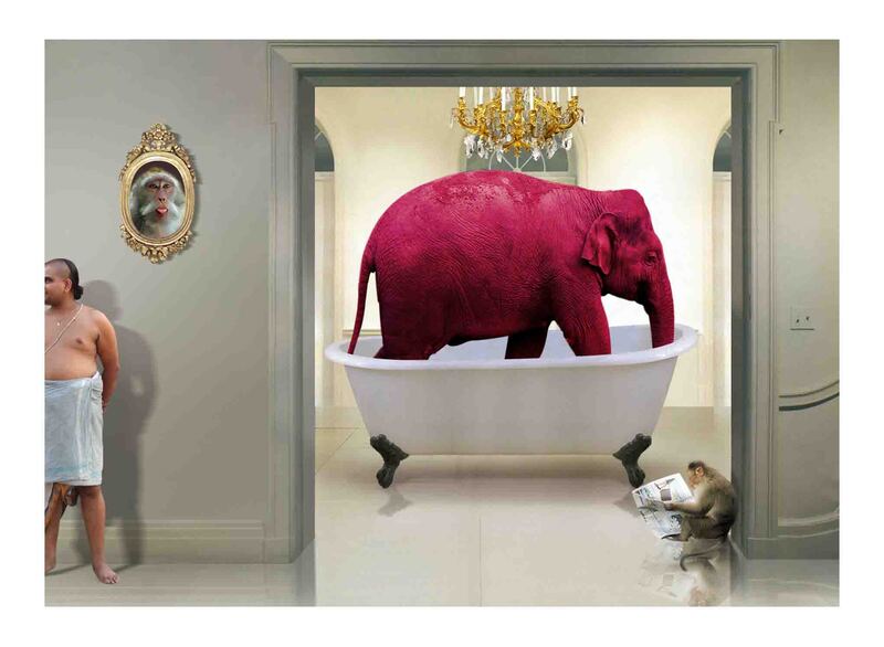 Pink elephant on Tub